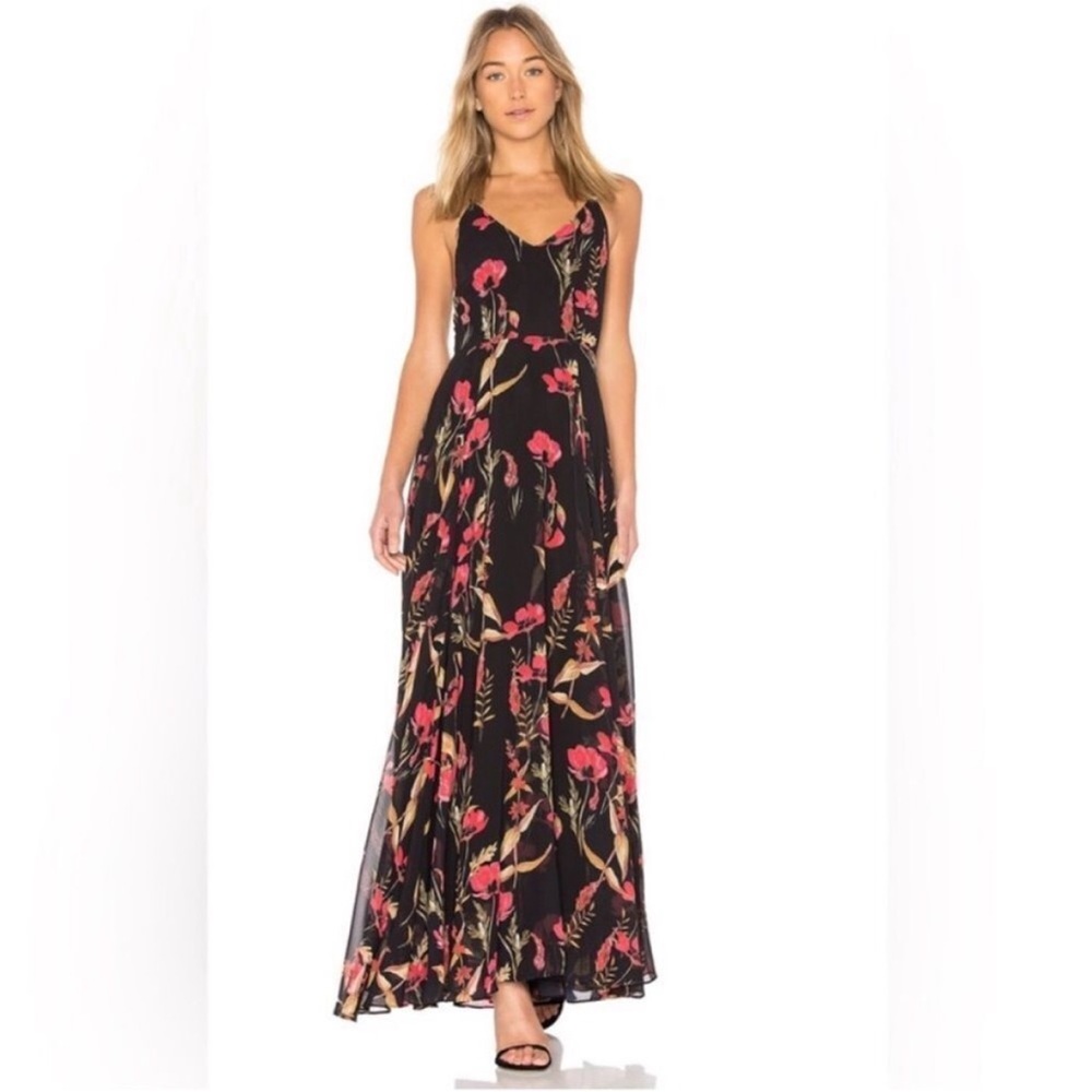 Yumi Kim Ruby Romance Black Floral Maxi Dress | Size S